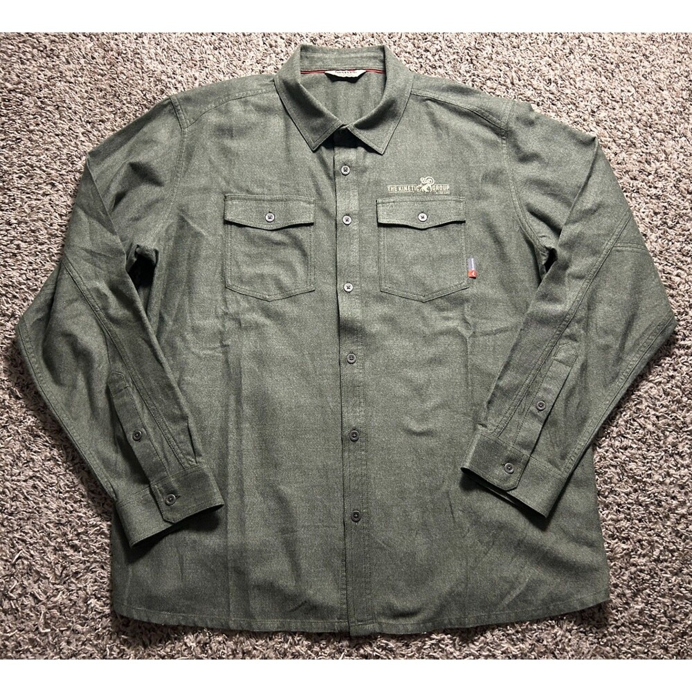 Simms Shoal Flannel Shirt Mens XL Green Button Up Long Sleeve LOGO